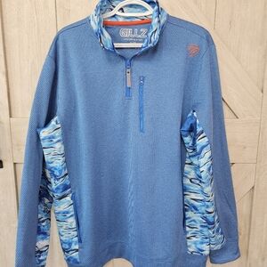 Gillz Men’s Blue Quarter-Zip Performance Fishing Shirt M